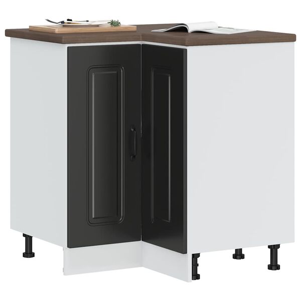 vidaXL Kitchen Corner Base Cabinet Kalmar Black Engineered Wood