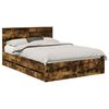 vidaXL Bed Frame with Drawer Smoked Oak 140 x 190 cm Engineer Wood