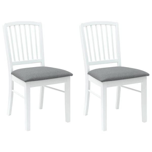 vidaXL Dining Chairs 2 pcs White 50 x 52.5 x 91 cm Solid Rubber Wood