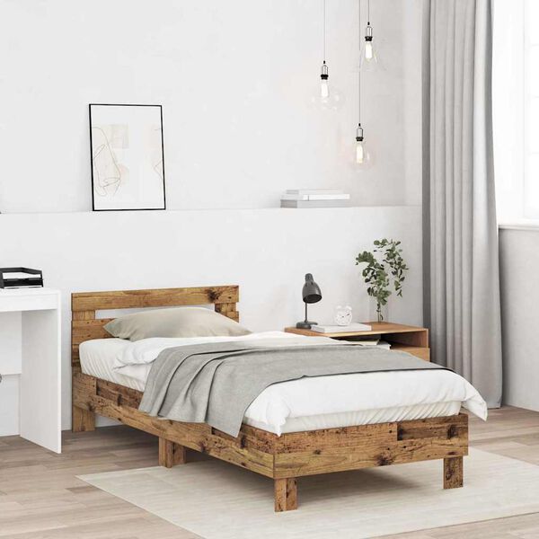 vidaXL Bed Frame Old Wood 203 x 95 x 70 cm Engineered Wood