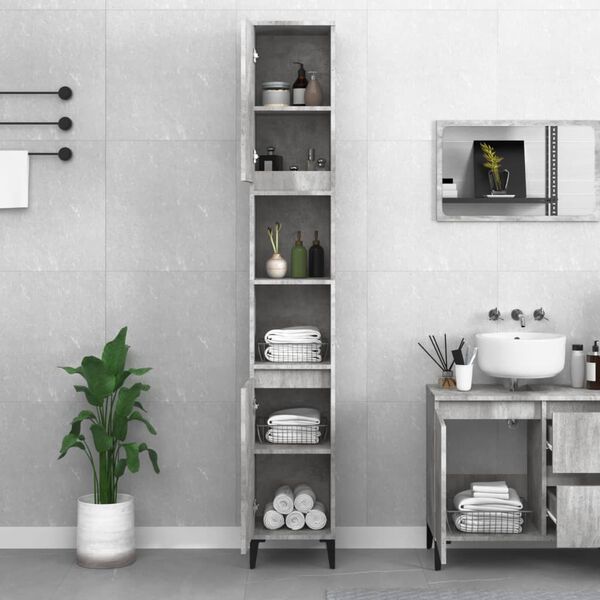 vidaXL Bathroom Cabinet Concrete Grey 30x30x190 cm Engineered Wood