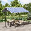vidaXL Free Standing Awning Blue and White 300x300 cm Fabric and Steel