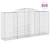 vidaXL Arched Gabion Baskets 25 pcs 300x50x140/160 cm Galvanised Iron