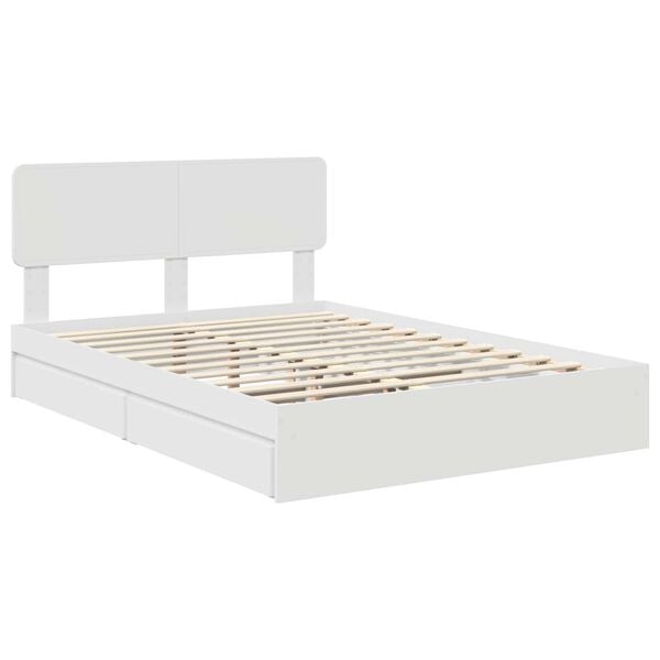 vidaXL Storage Bed with Headboard White 140 x 190 cm Engineered Wood