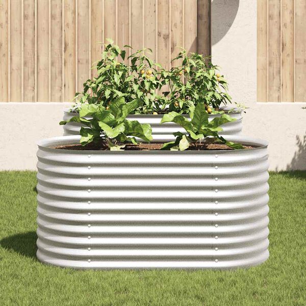 vidaXL Garden Raised Bed 160x80x81 cm Galvanised Steel Silver