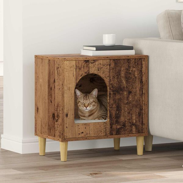 vidaXL Cat House Old Wood 51 x 30 x 52 cm Engineered Wood