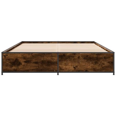 vidaXL Bed Frame Smoked Oak 120x190 cm Small Double Engineered Wood and Metal