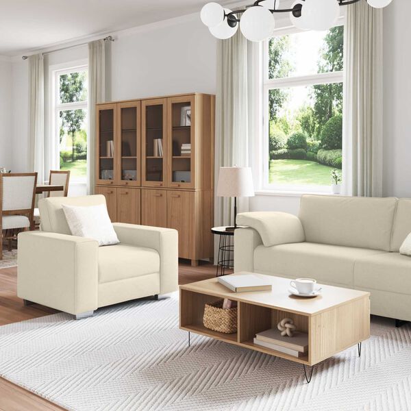 vidaXL Sofa 2 pcs Beige Linen