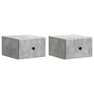 vidaXL Wall-Mounted Bedside Cabinet with Drawer 2 pcs Concrete Grey