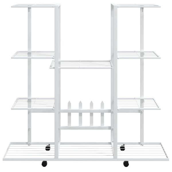 vidaXL Flower Stand with Wheels 94.5x24.5x91.5 cm White Iron