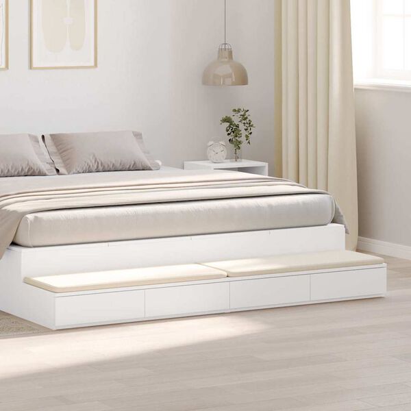 vidaXL Bed Drawers White 200 x 36.5 x 16.5 cm Engineered Wood