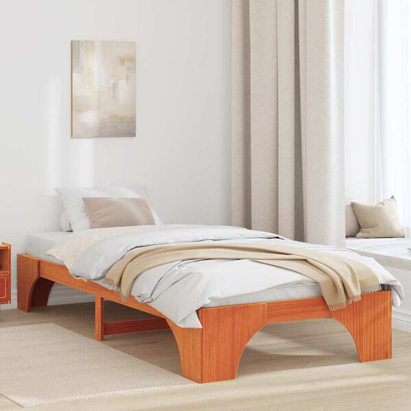 vidaXL Bed Frame Wax Brown 80 x 200 cm Solid Pine Wood