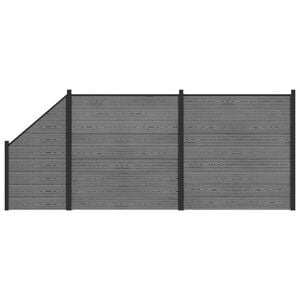 vidaXL Fence Set 446 x 186 cm WPC and Aluminium Grey