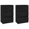 vidaXL Bedside Cabinets 2 pcs Black 40x29.5x64 cm Solid Pine Wood