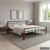 vidaXL Bed Frame without Mattress Metal and Solid Oak Wood 200x200 cm