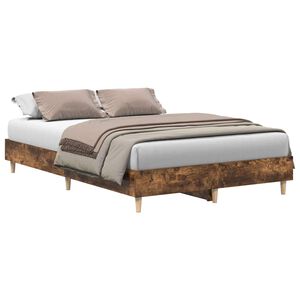 vidaXL Bed Frame No Mattress Smoked Oak 135x190 cm Double Engineered Wood