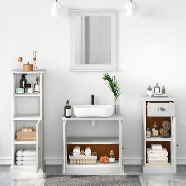 vidaXL Bathroom Furniture Set 4 pcs Antique White Solid Pine Wood