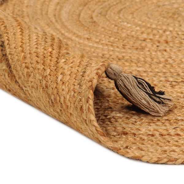 vidaXL Braided Area Rug with Tassels 90 cm Jute Round