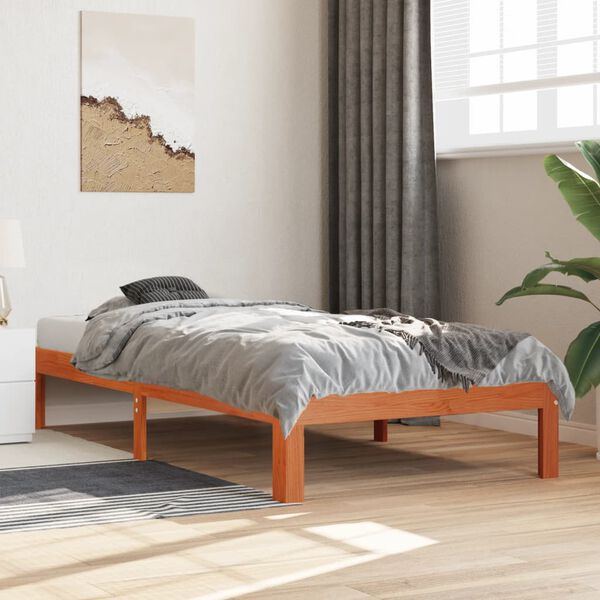 vidaXL Bed Frame without Mattress Wax Brown 90x190 cm Single Solid Wood Pine
