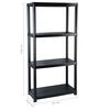 vidaXL Storage Shelf 4-Tier Black 61x30.5x130 cm Plastic