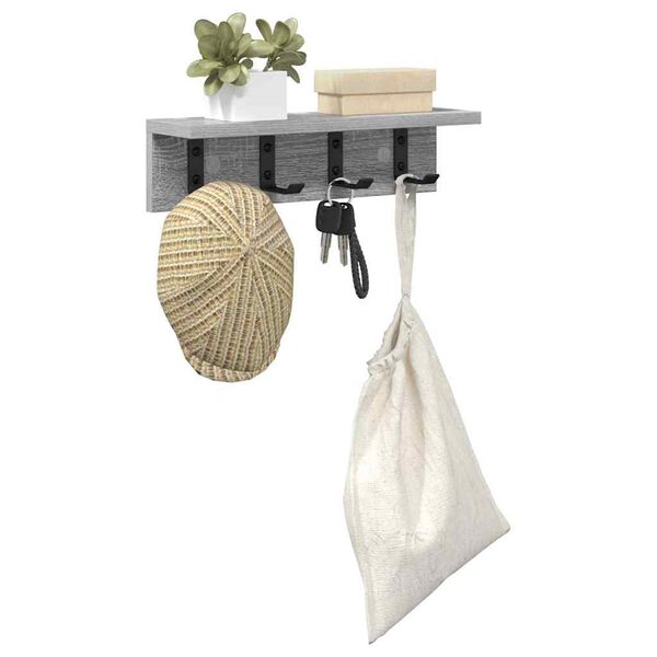 vidaXL Wall-Mounted Coat Rack Grey Sonoma 40 x 10.5 x 10.5 cm