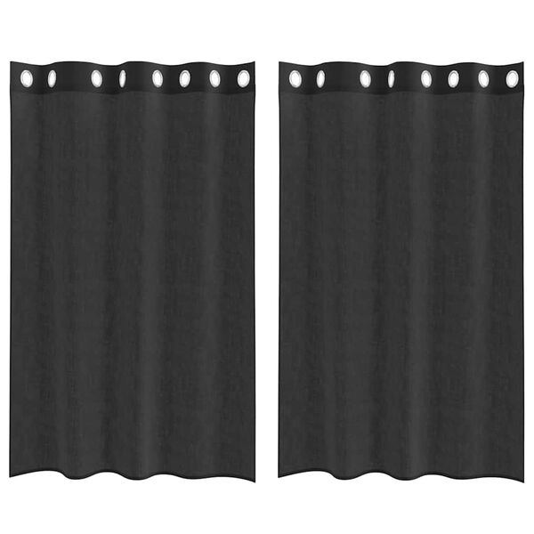 vidaXL Voile Curtains with Grommets 2 pcs Black 140x175 cm