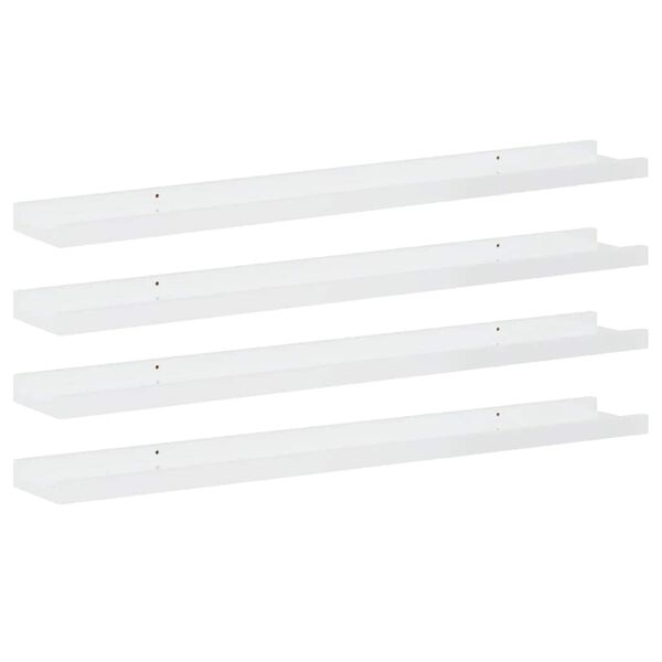 vidaXL Wall Shelves 4 pcs High Gloss White 80x9x3 cm