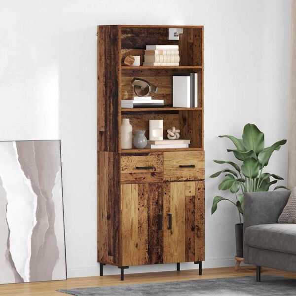 vidaXL Highboard Old Wood 69.5 x 34 x 180 cm Engineered Wood