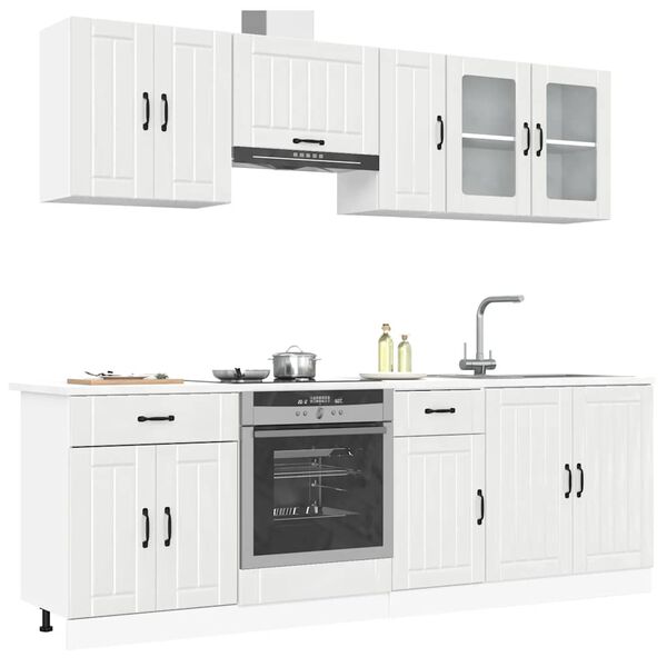 vidaXL 8 Piece Kitchen Cabinet Set Lucca High Gloss White Engineered Wood
