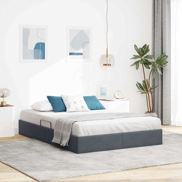vidaXL Storage Bed with Headboard Dark Grey 135 x 190 cm Velvet