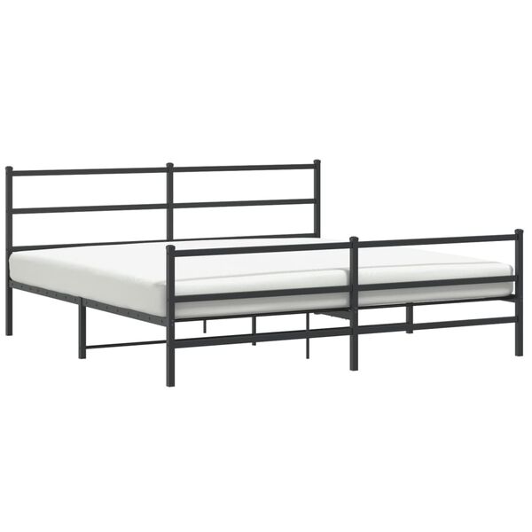 vidaXL Metal Bed Frame without Mattress with Footboard&nbsp;Black 180x200cm
