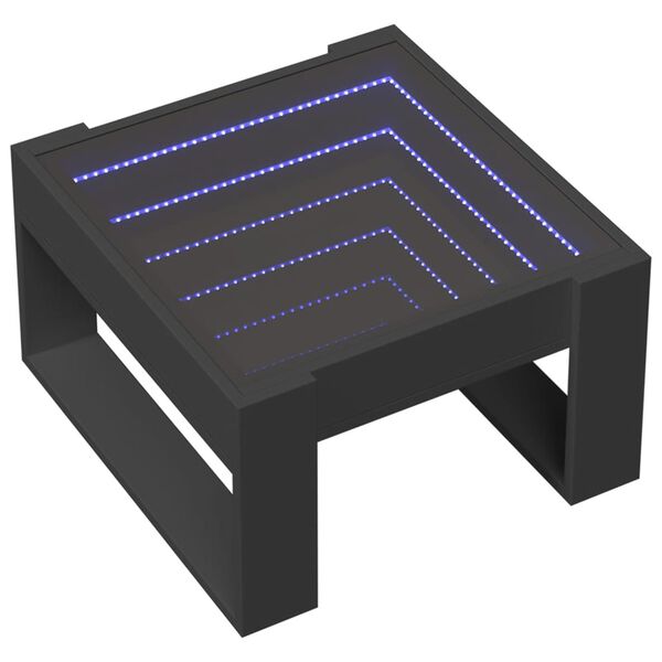 vidaXL Coffee Table with Infinity LED Black 50x53x30 cm