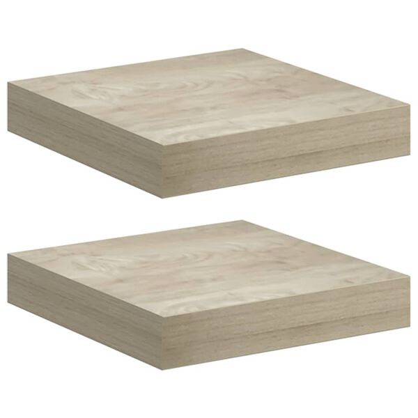 vidaXL Floating Wall Shelves 2 pcs Oak 23x23.5x3.8 cm MDF