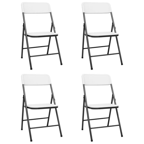 vidaXL Folding Garden Chairs 4 pcs HDPE White