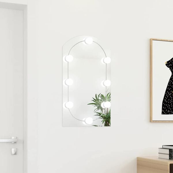 vidaXL Mirror with LED Lights 70x40 cm Glass Arch