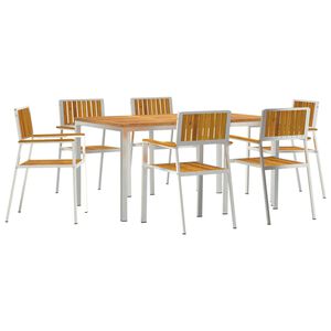 vidaXL Outdoor Dining Set 7 pcs Brown Solid Acacia Wood