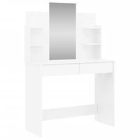 vidaXL Dressing Table with Mirror High Gloss White 96x39x142 cm