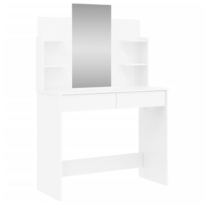 vidaXL Dressing Table with Mirror High Gloss White 96x39x142 cm