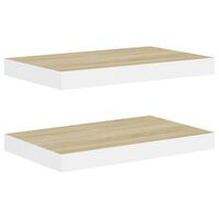vidaXL Floating Wall Shelves 2 pcs Oak and White 50x23x3.8 cm MDF