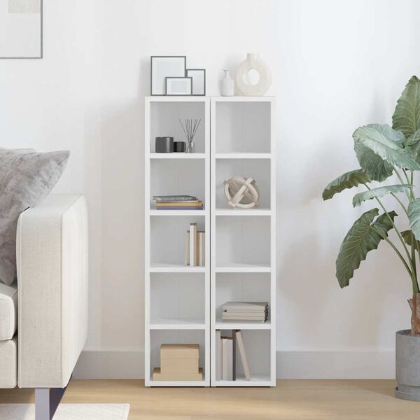 vidaXL CD Cabinets 2 pcs White 21x16x93.5 cm Engineered Wood