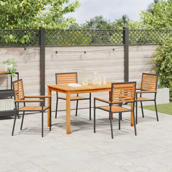 vidaXL Garden Dining Set 5 pcs Black Solid Acacia Wood