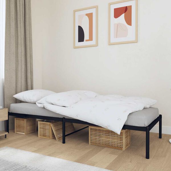 vidaXL Metal Bed Frame without Mattress Black 75x190cm