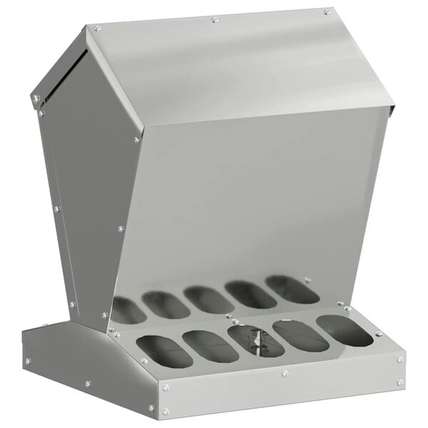 vidaXL Chicken Feeder Silver 30 x 30 x 39 cm Galvanised Steel