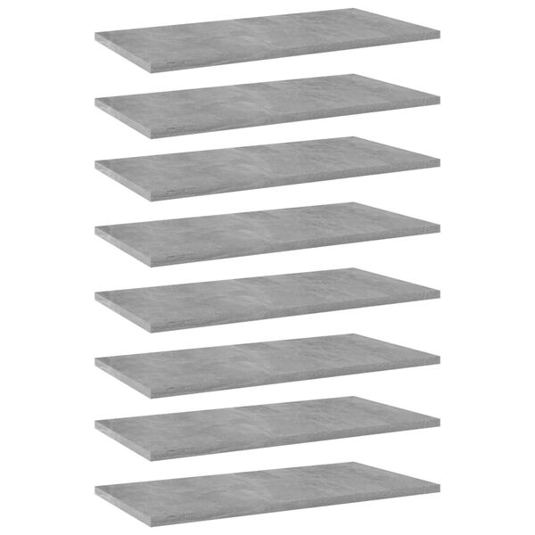 vidaXL Bookshelf Boards 8 pcs Concrete Grey 60x30x1.5 cm Engineered Wood