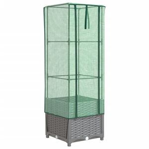 vidaXL Garden Planter with Greenhouse Cover&Wheels Light Grey PP