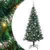 vidaXL Artificial Pre-lit Christmas Tree Green 210 cm PVC and Metal
