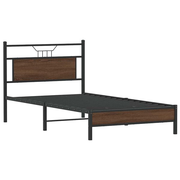 vidaXL Bed Frame without Mattress Brown Oak 100x200 cm Engineered Wood