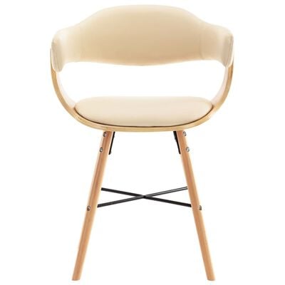 vidaXL Dining Chairs 4 pcs Cream Faux Leather and Bentwood