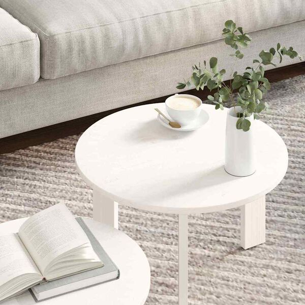 vidaXL Coffee Table 2 pcs White Solid Pine wood