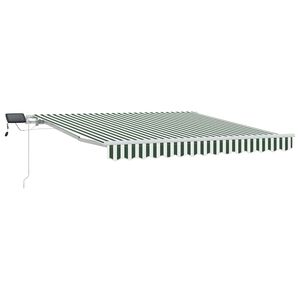 vidaXL Retractable Awning Green and White 300 x 250 cm